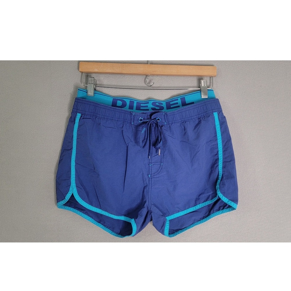 Diesel Swim Trunks Small Blue Mesh Lined Mens Shorts Barrely Fresh & Bright